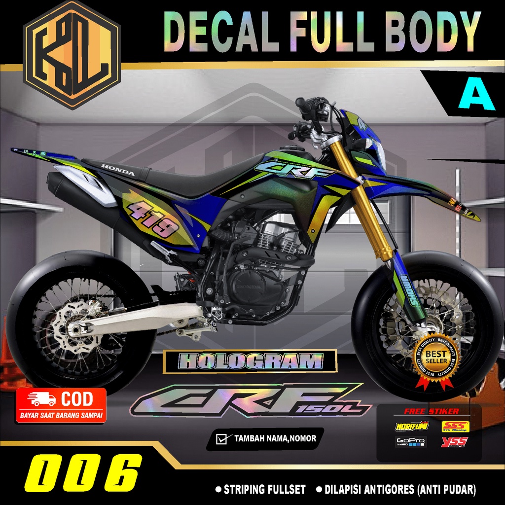 (TERBARU)Decal CRF 150 L Sticker Fullbody-Dekal stiker CRF 150 L Custom Desain MINIMALIS Bahan Holog