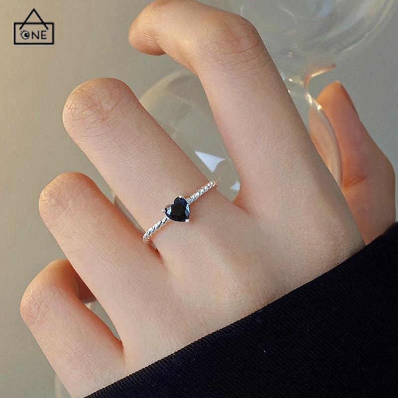 COD❤️Cincin Hitam Cinta Adjustable Korea Fahion Retro Cincin Jari Untuk Wanita-A.one