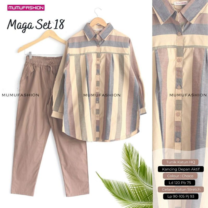 MUFASH - Setelan One set Katun Salur jumbo Maga Set # 18 by Mumu Fashion