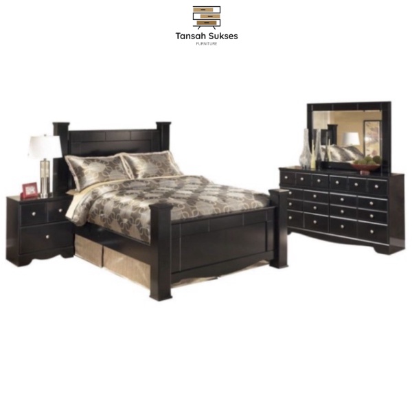 FURNITURE SET KAMAR TIDUR KAYU JATI BLACK KLASIK MODERN BERKUALITAS BEST SELLER