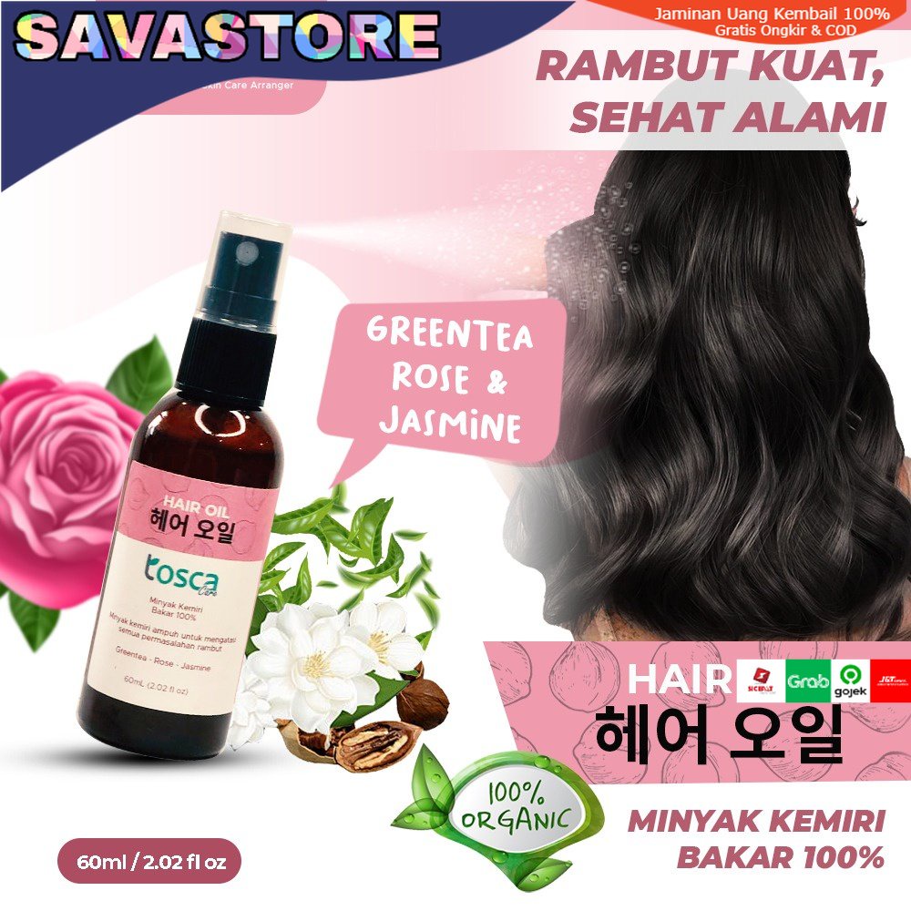 MINYAK KEMIRI BAKAR MURNI TOSCA HAIR OIL ATASI RONTOK RAMBUT 60ML