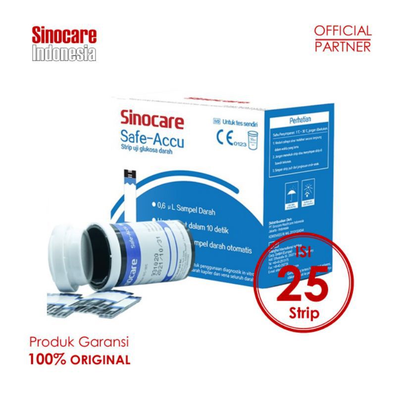 Alat Cek Gula Darah Safe Accu Sinocare Paket Lengkap ( 25 Strip + 25 Lancets )