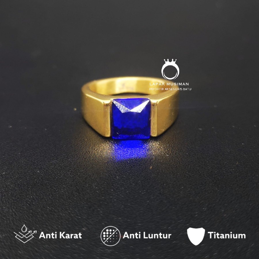 [Bayar Di Tempat] Cincin Pria Titanium Anti Karat Kualitas Super Batu Permata