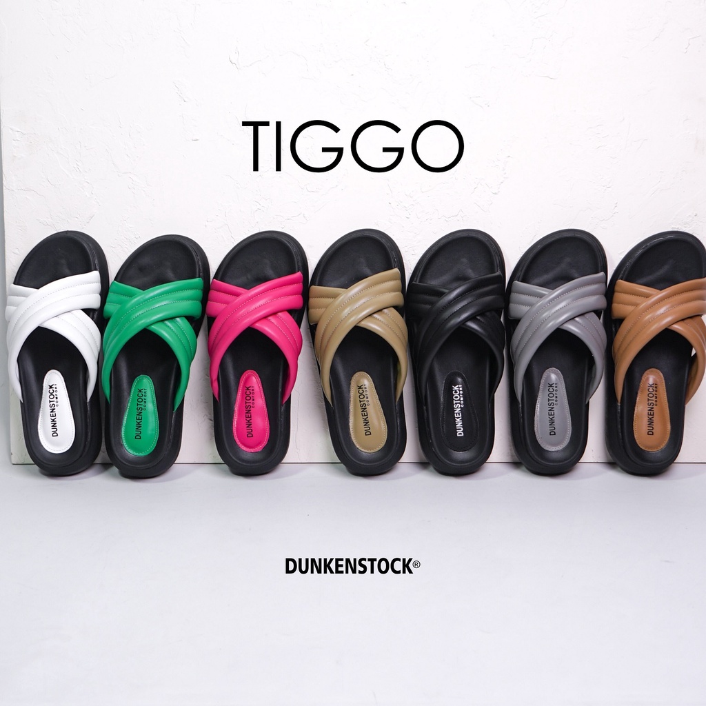 Dunkenstock Tiggo Sandal Selop Wanita Model Silang Sendal Slop Cewek Terbaru Size 36-40