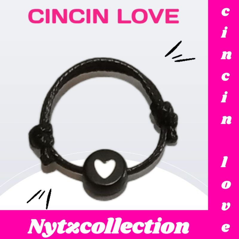 Cincin Love Hitam Cincin Love Putih Cincin Tali