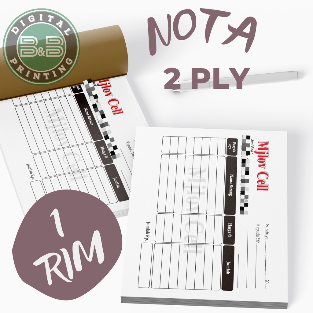 

Cetak Nota Custom Olshop Satuan Full Warna 2 PLY 1 Rim