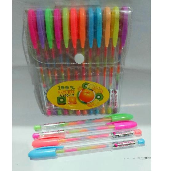 

せ Pulpen Gel Ballpoint Glitter 12 warna HAO YUE COLOR ﷼