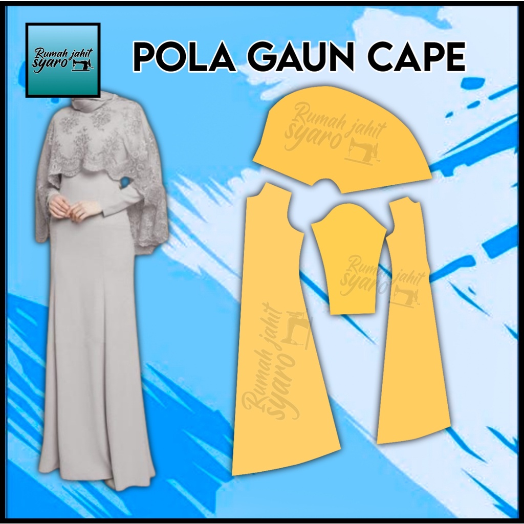 [ RJS34 ] Pola Instan Jiplak Baju Gaun Dress Gamis Cape Pesta Pengantin Duyung Wanita Dewasa - RJS P