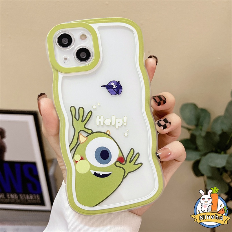 IPHONE Casing Kompatibel Untuk Iphone14 13 12 11 Pro Max X Xr Xs Max8 7 6 6s Plus Kartun Lucu Monster Bergelombang Frame Phone Case Transparan Shockproof Airbag Pelindung Silikon Soft Case