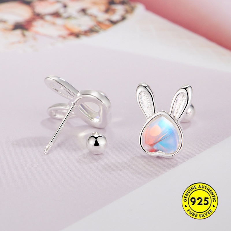 Anting Telinga Kelinci Moonstone Bentuk Hati Cute Screw Ear Lock Anti Hilang U1446