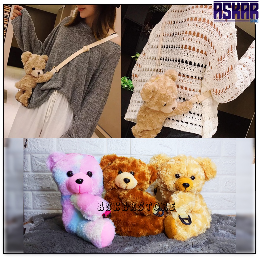 Tas boneka selempang korea beruang lucu - tas boneka anak lucu