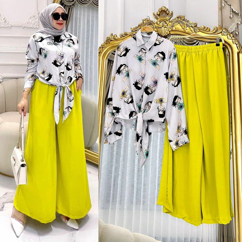 Set Ussy, SETELAN WANITA SUPER CANTIK MODIS FIT XXL LD 112 BAHAN ATASAN RAYON PREMIUM KULOT CRINCLE AIRFLOW TERMURAH OOTD