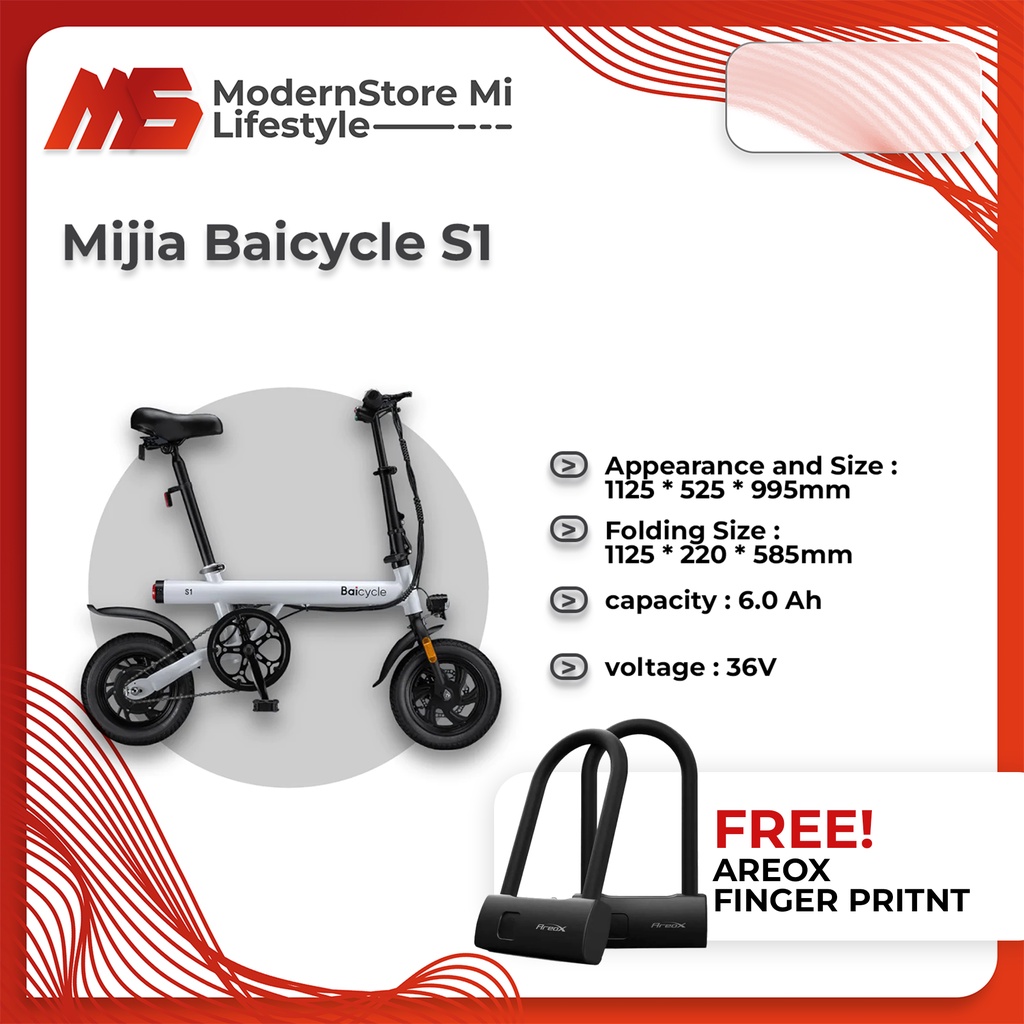 Baicycle Xiaobai S1 Sepeda Listrik Lipat 12 Inci 250W Baterai Lithium Alternatif Portabel Daya E-bik