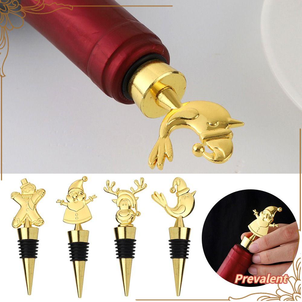 Preva 4PCS Stopper Anggur Natal New Gingerbread Man Santa Claus Wine Sealer