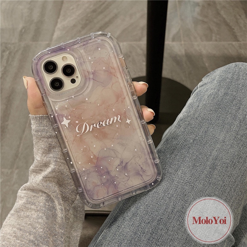 IPHONE Fantasy Tinta Lukisan Langit Berbintang Bintang Bulan Case Kompatibel Untuk Iphone11 14 13 12 Pro Max7 8 6 6S Plus XR X XS MAX Airbag Telepon Lembut TPU Bening Shockproof Back Cover