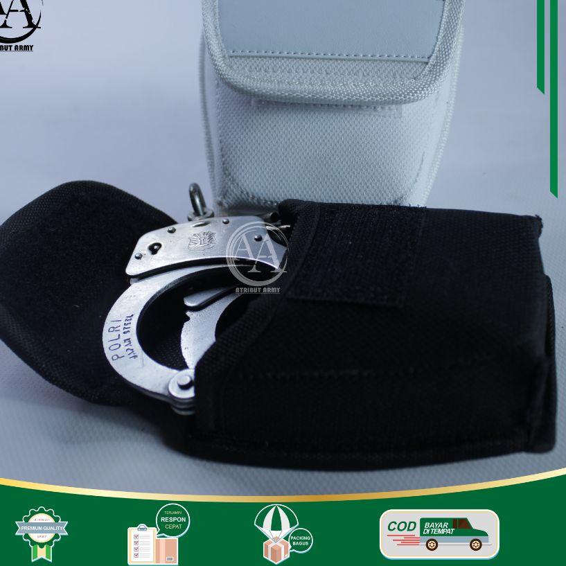 ㊐ Borgol Tangan HANDCUFF & Tempat Sarung Borgol Tangan Kanvas Atribut Perlengkapan Security Satpam う