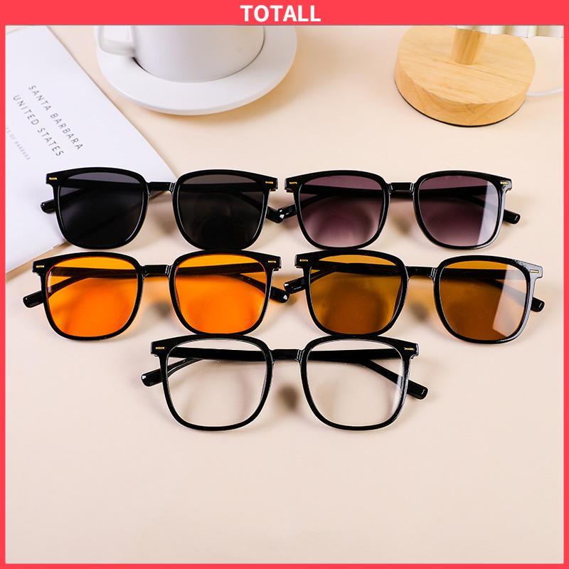 COD Kacamata Hitam Anti Radiasi Kacamata Korea Fashion Retro Bingkai Hitam Sunglasses Untuk Wanita/Pria-Totall