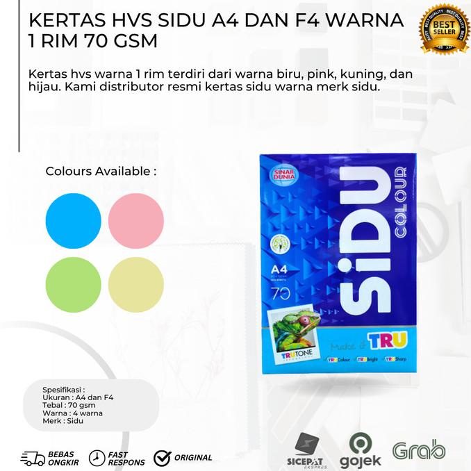 

Kertas HVS A4 Sidu Warna 1 rim