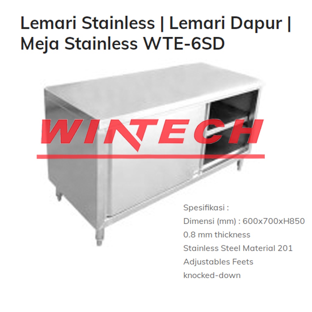 WTE-6SD Lemari Stainless - Lemari Dapur - Meja Stainless -Sliding Door