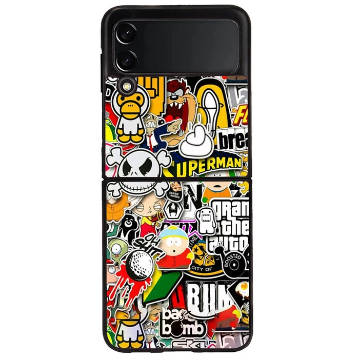 Casing Case Samsung Galaxy Z Flip 3 Z Flip 4 Z Fold 4 Z Fold 3 doodle draw random D01