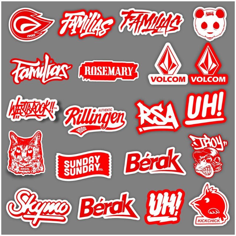 

STIKER PAKET ISI 20PCS VARIAN RED MERAH KECE POLLL BAHAN GRAFTAC ANTI AIR