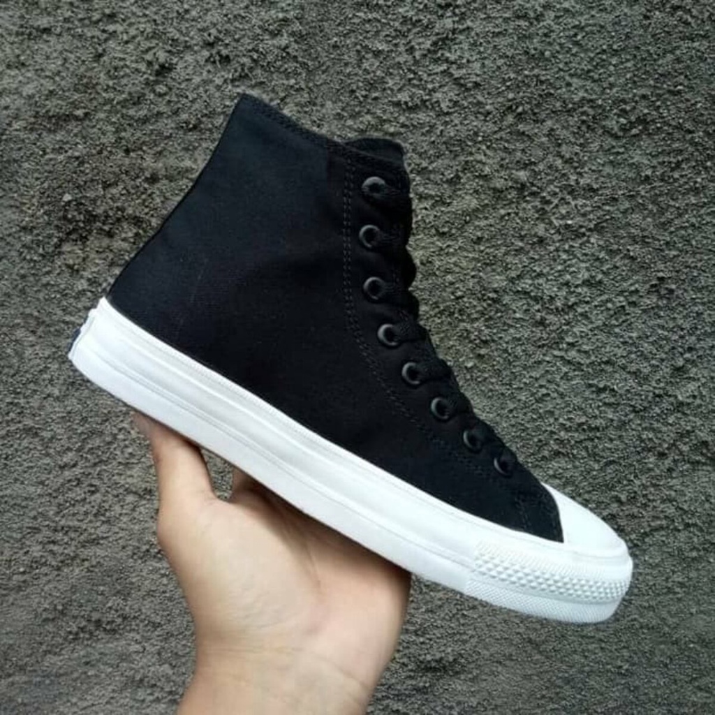 Sepatu Sneakers Pria Kasual Semi Boot Hitam Sepatu Fashion laki-laki Perempuan Unisex Bisa bayar ditempat