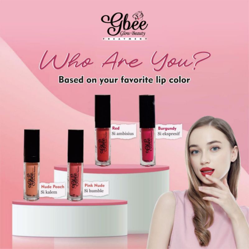 New - Gbee glow beauty lip cream matte nude lipstik gbee glow beauty