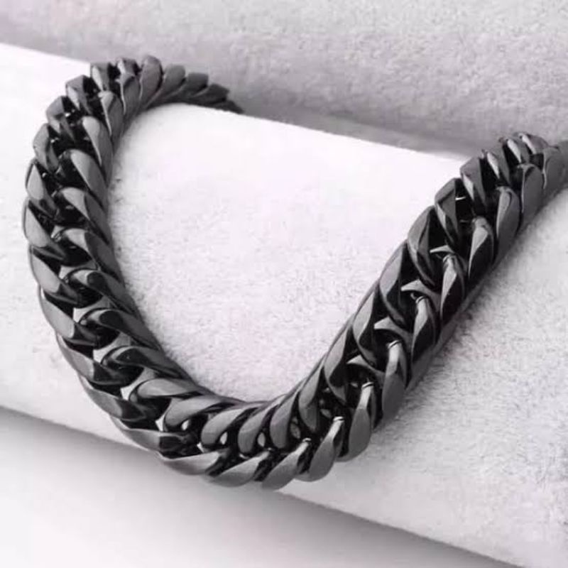 GELANG RANTAI PADAT TITANIUM PRI WANITA ANTI KARAT DAN TIDAK MUDAH LUNTIR STAINLEES STEELBLACK GOLD