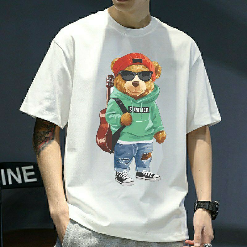 Kaos Pria Oversize Summer Bear Atasan Tshirt Unisex Kaos Pria Distro