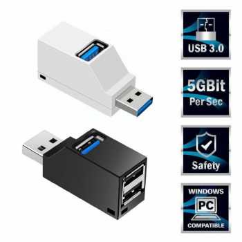 Mini USB Hub Super Speed Dengan 2 Port USB 2.0 dan 1 Port USB 3.0 Untuk Laptop Komputer / Usb Hub 3 Ports Connection USB 2.0 Kecepatan Data Transfer Rate Up To 480 Mbps / Super Speed Usb Konektor Usb Cabang 3 Ports Mini Super Speed / USB Transfer Data