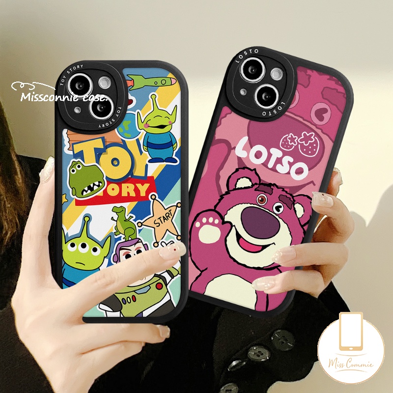 Couple Case Kompatibel Untuk iPhone 11 Pro MAX XR 13 12 14 Pro Max7 8 6 6s Plus 14 Plus X XS MAX SE 2020kartun Strawberry Bear Losto Cute Toy Story Lembut TPU Penutup Belakang