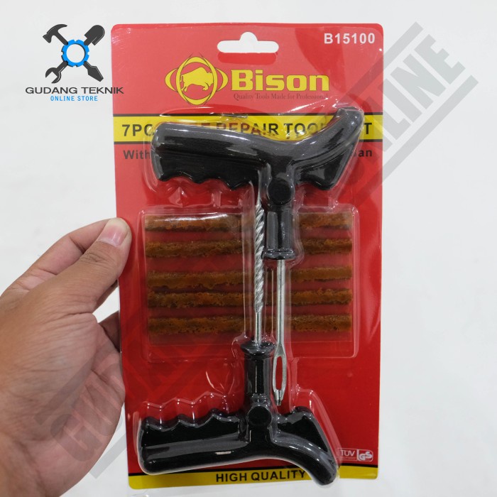 Alat Tambal Ban Tubles 1 SET isi 7 Pcs B15100 BISON / Tire Repair Kit Tambal Ban Tubeless BISON  1 SET 7pcs B15100