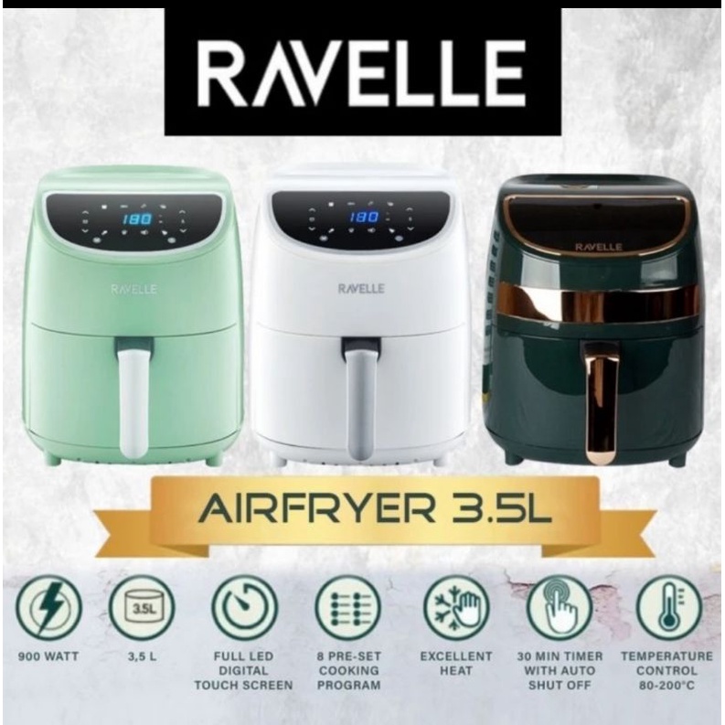 Air Fryer RAVELLE Digital Low Watt 3.5L RAF 350 Masak Tanpa Minyak