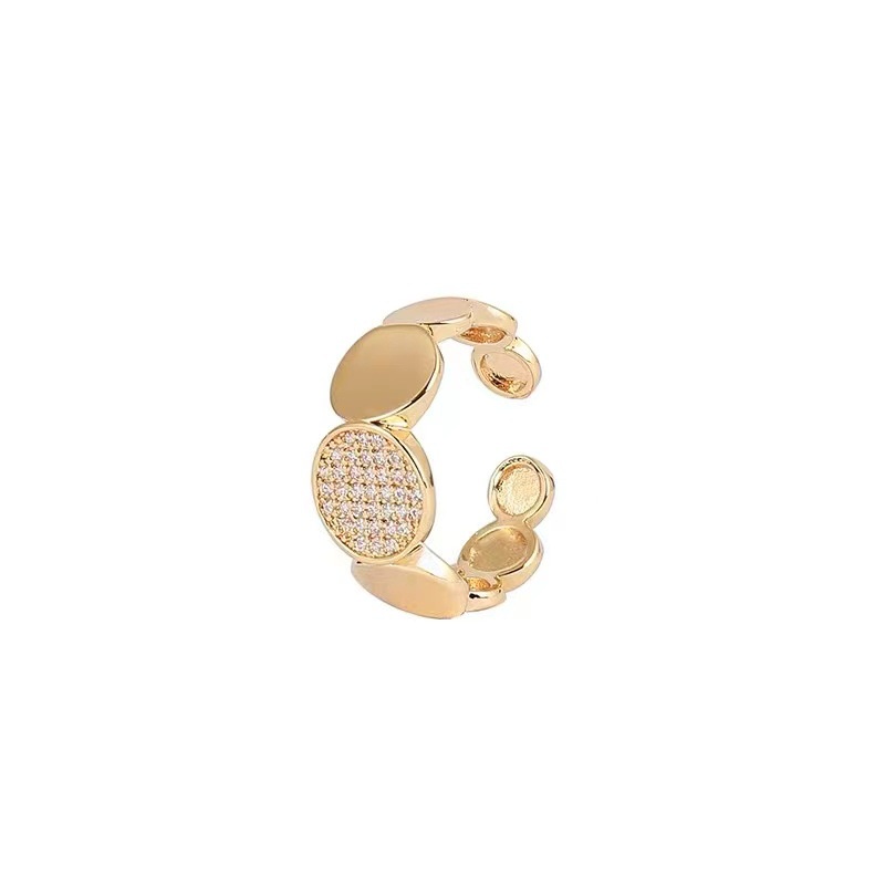Cincin Pembukaan Bola Bulat Berlian Vintage Cincin Logam Pribadi Cincin Emas Wanita Yang Dapat Disesuaikan