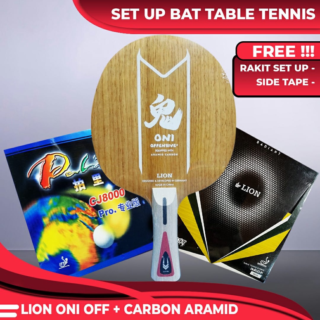 Setup Tenis Meja Pingpong Lion Oni OFF+ Palio CJ8000 Pro Lion Radiant