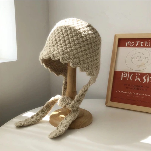 B1761 BONNET TOPI PEREMPUAN RAJUT BEIGE BIRU ANAK KUPLUK DEWASA WANITA