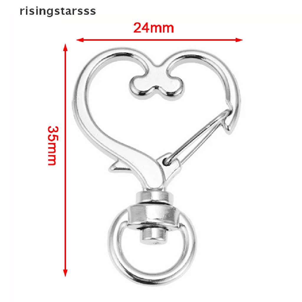 Rsid Span-new 10pcs Love Heart Hollow Key Chain Gantungan Kunci Gantungan Aksesoris DIY Lobster Clasp Jelly