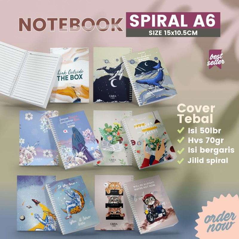 

NOTEBOOK A6 / BUKU CATATAN / BUKU TULIS KEKINIAN / BLOCKNOTE SPIRAL (A6)