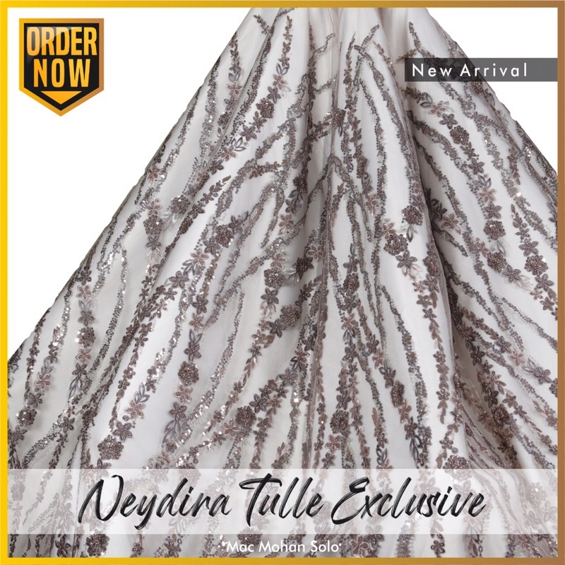 [NEWEST ARRIVAL] NEYDIRA TULLE EXCLUSIVE WITH BEADS PER 0.5M FOR WEDDING DRESS GOWN KEBAYA TILE NEW DESIGN TWOTONE EXCLUSIVE PREMIUM MAXMARA ROBERTO VELVET