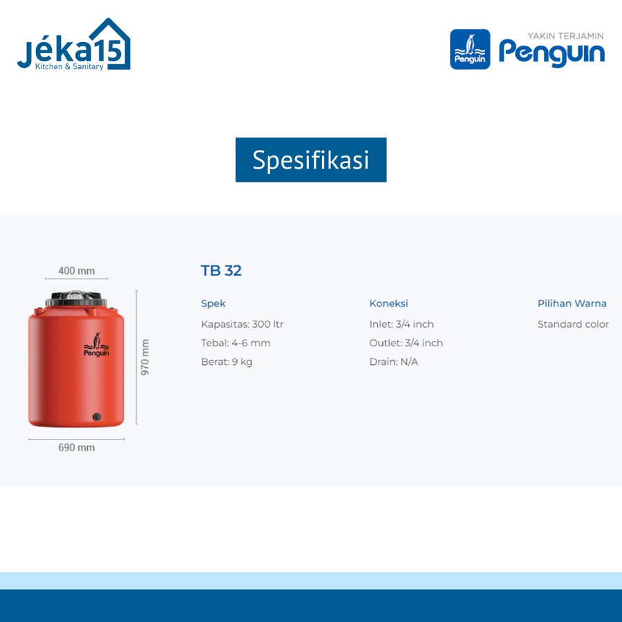 Tangki Air / Tandon / Toren PENGUIN TB 32 (300 Liter)