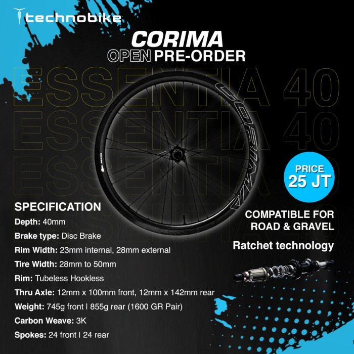WHEELSET SEPEDA ROADBIKE CORIMA ESSENTIA 40