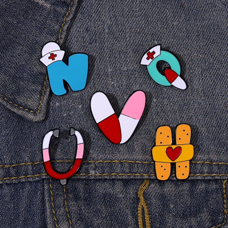 A-z Huruf Enamel Pin Kreatif Warna-Warni 26huruf Stetoskop Medis Bros Lencana Kerah Pin Kartun Bros Dokter Perawat Mahasiswa Medis Hadiah