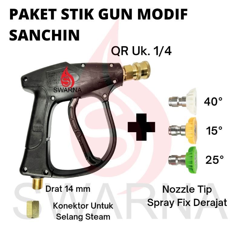 PAKET Stik Gun MODIF untuk STEAM SANCHIN + NOZZLE SPRAY FIX DERAJAT