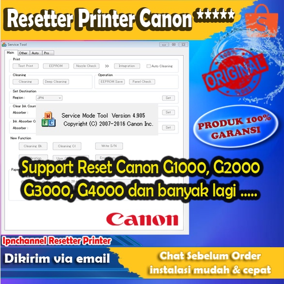 Software Resetter Canon G1000 - G2000 - G3000 - G4000 Full Version Unlimited Reset Printer Canon
