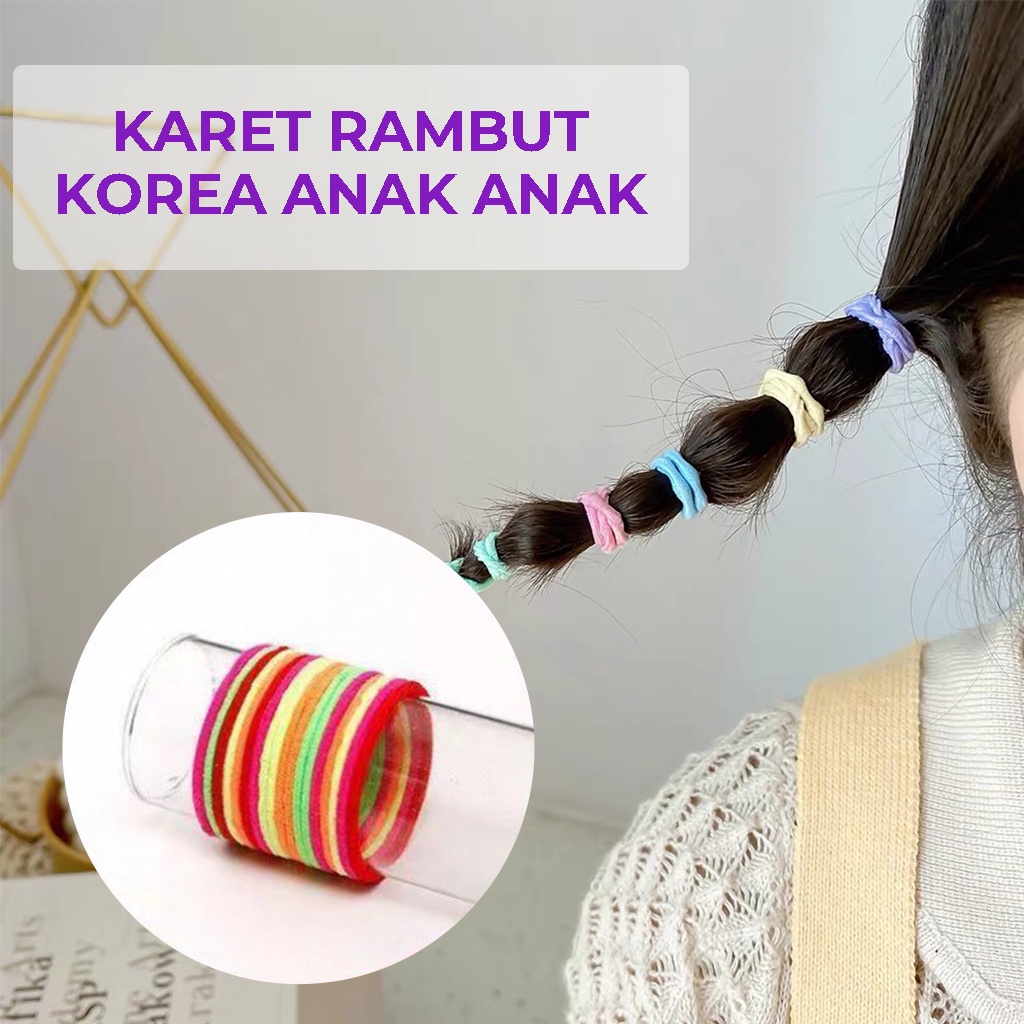 Ikat Rambut Anak Isi 100pcs Kunciran Rambut Korea Karet Kucir Warna Polos Aksesoris Rambut Elastis Iket Rambut Perempuan | GROSIRXPRESS