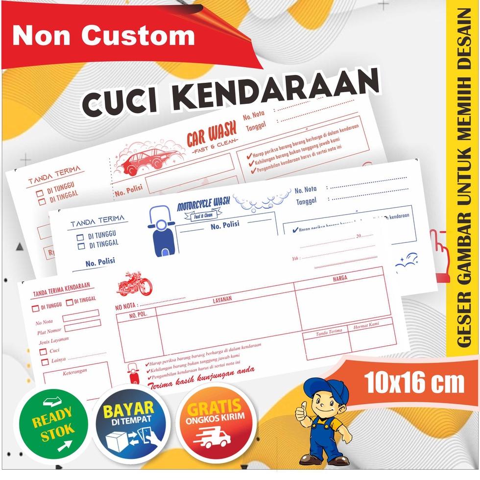 

(Q-N1N-✔) Nota Cuci Motor Mobil Grosir dan Eceran 2ply Rangkap super keren