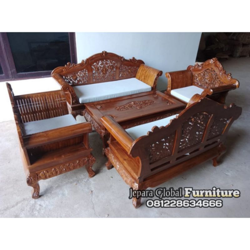 Kursi Tamu madura ukir Jati FREE MATRAS ( kursi Jati, kursi tamu ukir,sofa jati, kursi tamu murah )