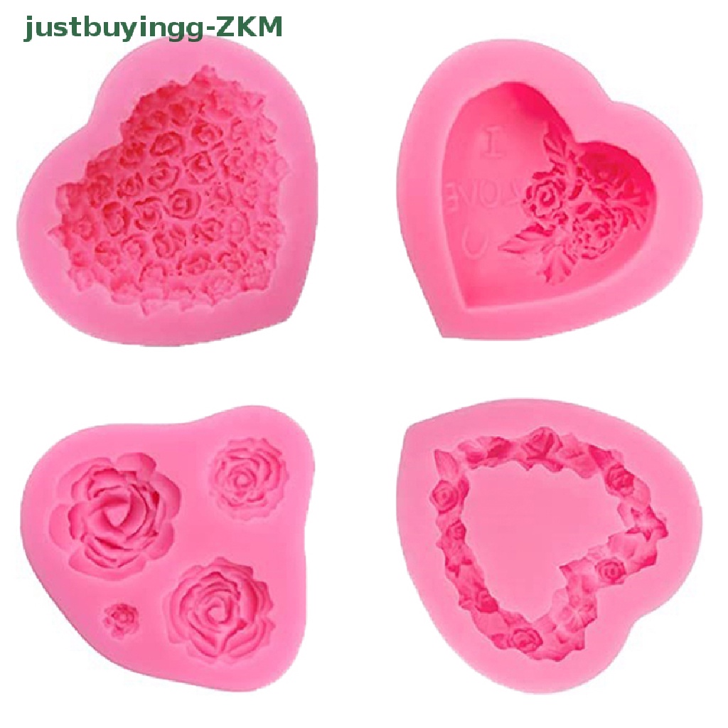 [Tinggal Belig] 1Pc Cetakan Sugarcraft Silikon Bentuk Mawar Hati Cupcake Baking Decorag Mold [RICO]