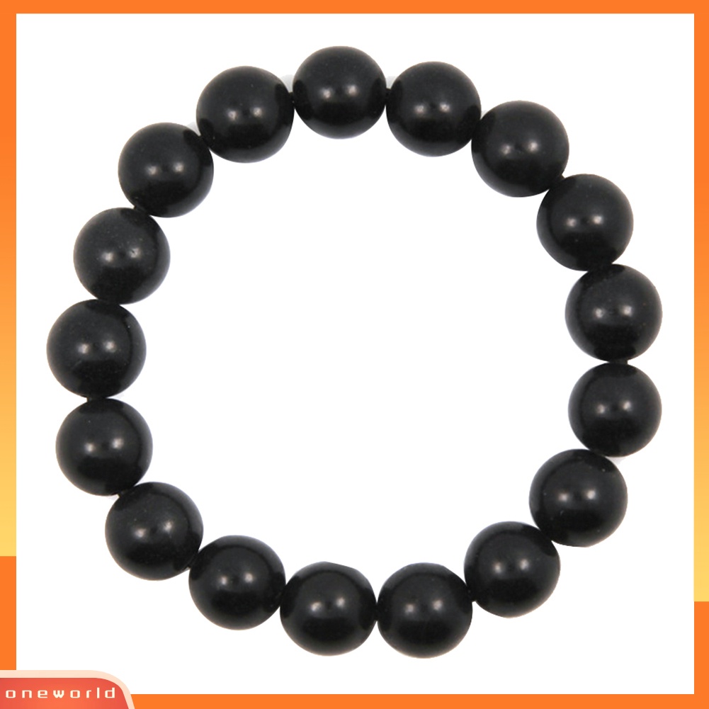 [WONE]8/10mm Manik-manik Batu Hitam Pesona Gelang Pria Wanita Minimalis Bangle Perhiasan