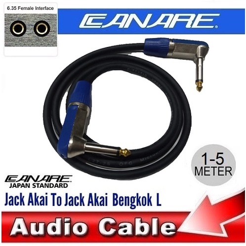 Kabel Jack Gitar Instrument CANARE Low Noise / Audio Cable Jack Akai Mono Bengkok L 6.5mm Panjang 1 Sampai 5 Meter